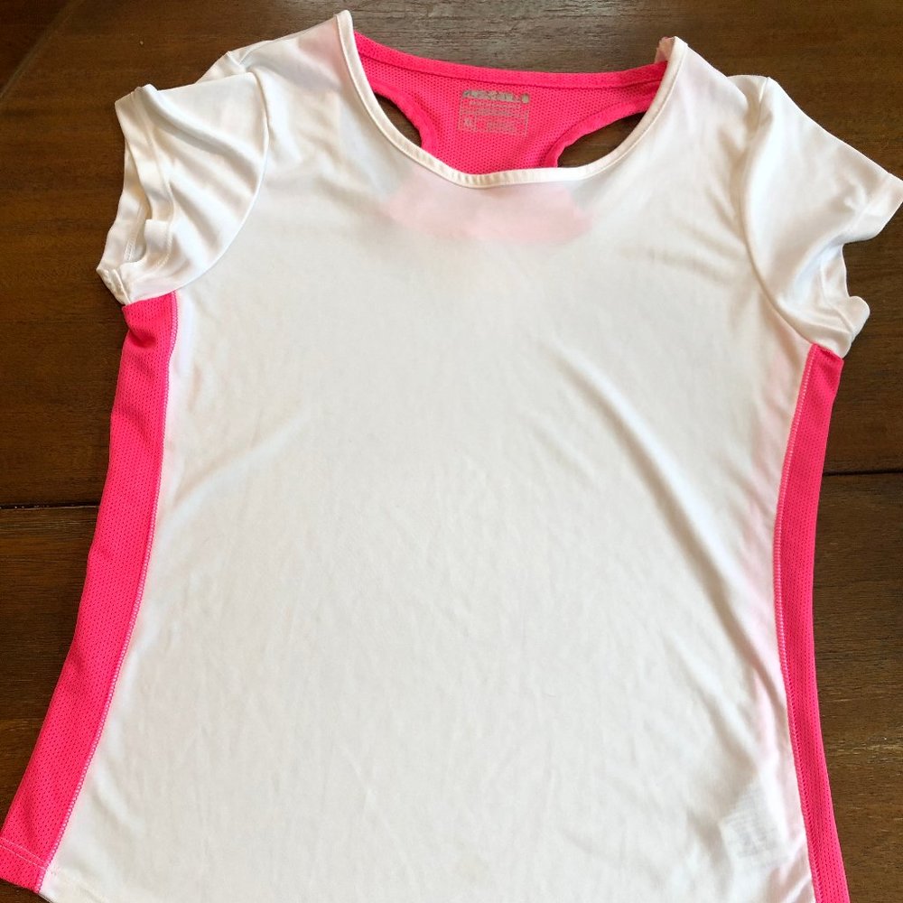 Girls Layer 8 White/Pink Tennis/Golf Shirt